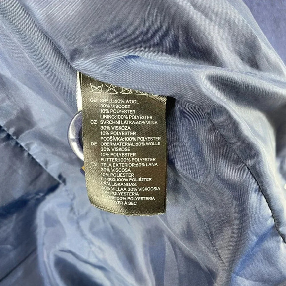 H&M Divided Pea Coat Women Sz 6 Navy Blue Collared Double Breasted Button Pocket - Picture 10 of 12